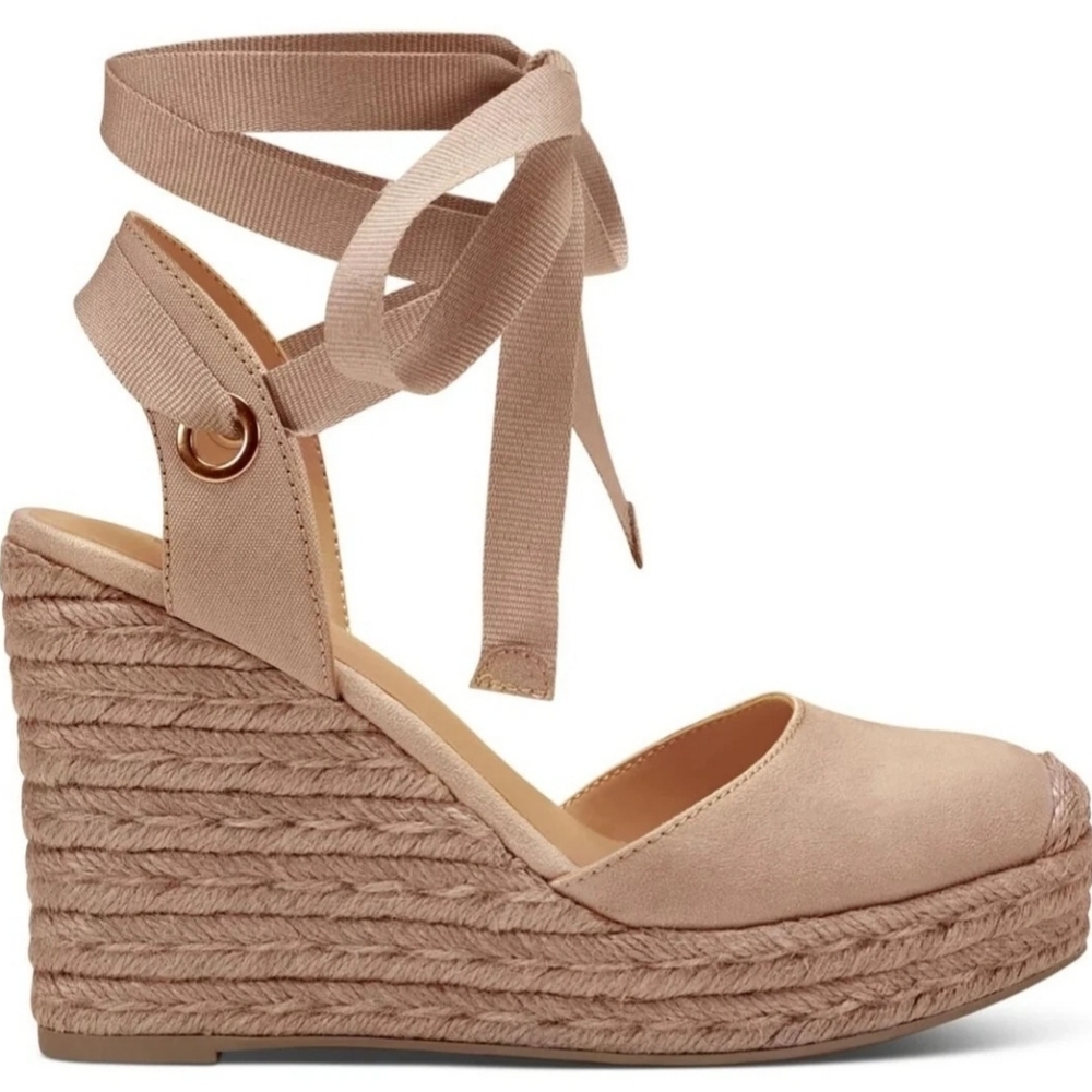 INC Maisie Women's Blush Pink Faux Suede Wedge Sandals, Size 12M
